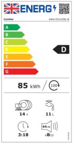 COMFEE' Freestanding Dishwasher FD1435E-W with 14 place settings, Full Size, 44dB, Wide LED Display - Image 3