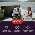 Keter XXL Java Resin Rattan Look Large Outdoor Lockable Storage Deck Box for Patio Furniture Cushions - Image 3