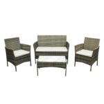Rattan Garden Furniture Sofa Set with Coffee Table Chairs 4 Seater for Outdoor Patio Balcony