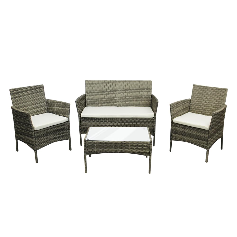 517-tEaeVCL Rattan Garden Furniture Sofa Set with Coffee Table Chairs 4 Seater for Outdoor Patio Balcony - Image 1