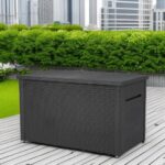 Keter XXL Java Resin Rattan Look Large Outdoor Lockable Storage Deck Box for Patio Furniture Cushions - Image 13