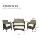 Rattan Garden Furniture Sofa Set with Coffee Table Chairs 4 Seater for Outdoor Patio Balcony - Image 6