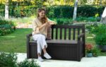 Keter Eden Bench 265L Outdoor 60% recycled Garden Furniture Storage Box Graphite & Light Grey - Image 5