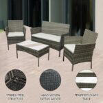 Rattan Garden Furniture Sofa Set with Coffee Table Chairs 4 Seater for Outdoor Patio Balcony - Image 5