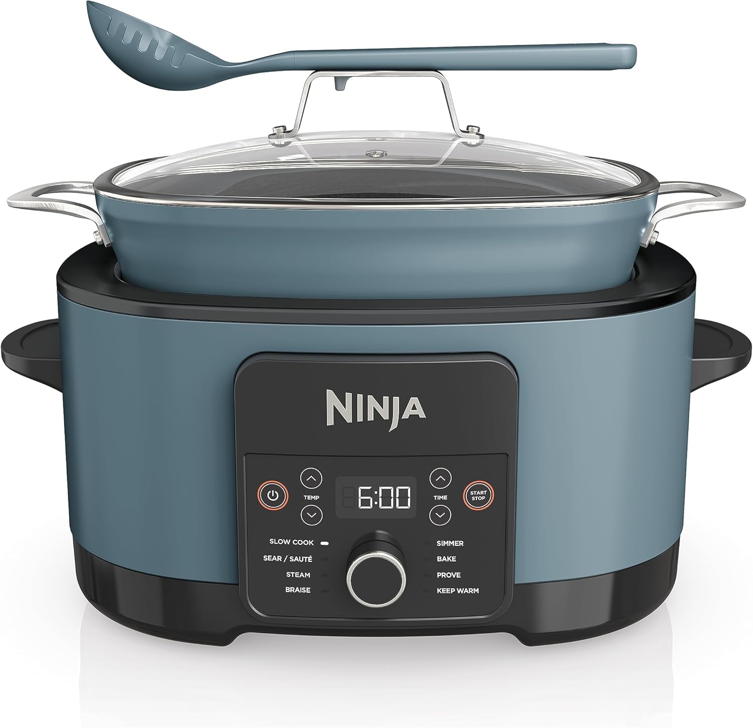 61a7U0fRkHL Ninja Foodi PossibleCooker, 8-in-1 Slow Cooker with Removable Non-Stick Pot, Steaming Rack, 8L, Sea Salt Grey - Image 1