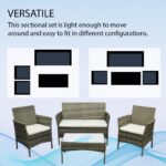 Rattan Garden Furniture Sofa Set with Coffee Table Chairs 4 Seater for Outdoor Patio Balcony - Image 3