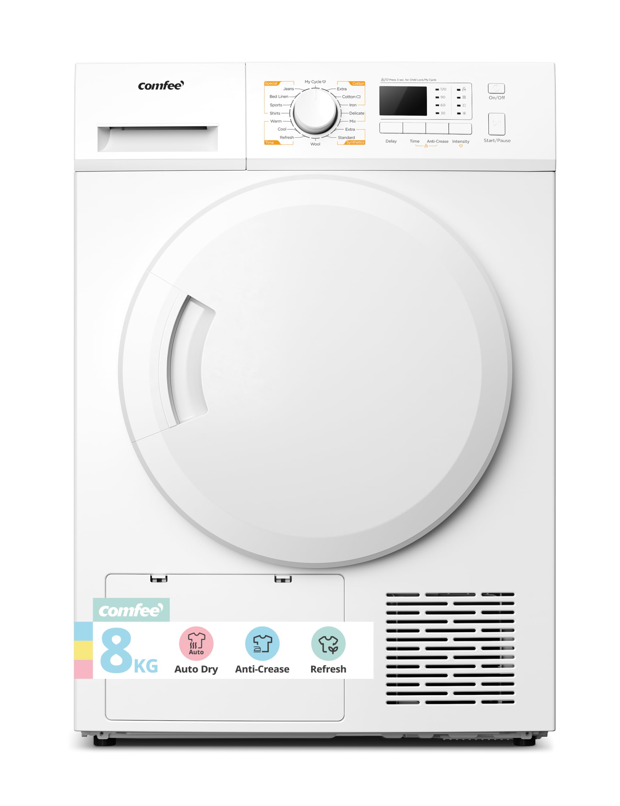 61p24FGf6CL COMFEE' Freestanding Heat Pump Tumble Dryer,8kg Front Load, A+ Class, 16 Programmes - Image 1