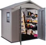 Keter Factor 8 x 6 ft Outdoor Storage Shed, Beige/Brown - Image 8