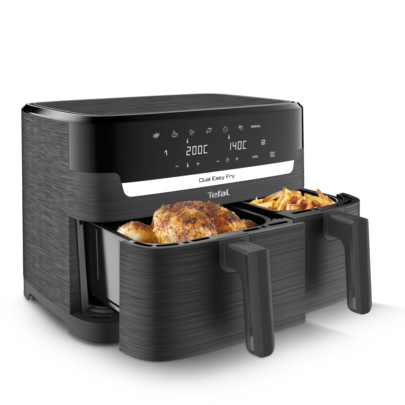 715EdCgIhxL Tefal Easy Fry Dual Zone Digital Air Fryer, 2 Drawers, 8.3L, 8in1, Air Fry, Extra Crisp, Roast, Bake, Reheat, Grey - Image 1