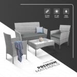 KEPLIN 4pc Rattan Garden Furniture Set – Outdoor Lounger Sofa, Chairs and Table Bistro Set for Lawn - Image 5