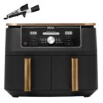 Ninja Foodi MAX Dual Zone Air Fryer, Amazon Exclusive, Tongs, 2 Drawers, 9.5L, 6-in-1, Use No Oil,Copper/Black