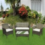 Rattan Garden Furniture Sofa Set with Coffee Table Chairs 4 Seater for Outdoor Patio Balcony - Image 7