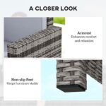 Outsunny Rattan Sofa, 2 Seater Garden Furniture with Soft Padded Cushion and Armrests - Image 5