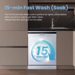 COMFEE' Freestanding Dishwasher FD1435E-W with 14 place settings, Full Size, 44dB, Wide LED Display - Image 9