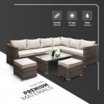 KEPLIN 9pc Corner Rattan Garden Furniture Set – Corner Garden Furniture Patio Set for Lawn - Image 5