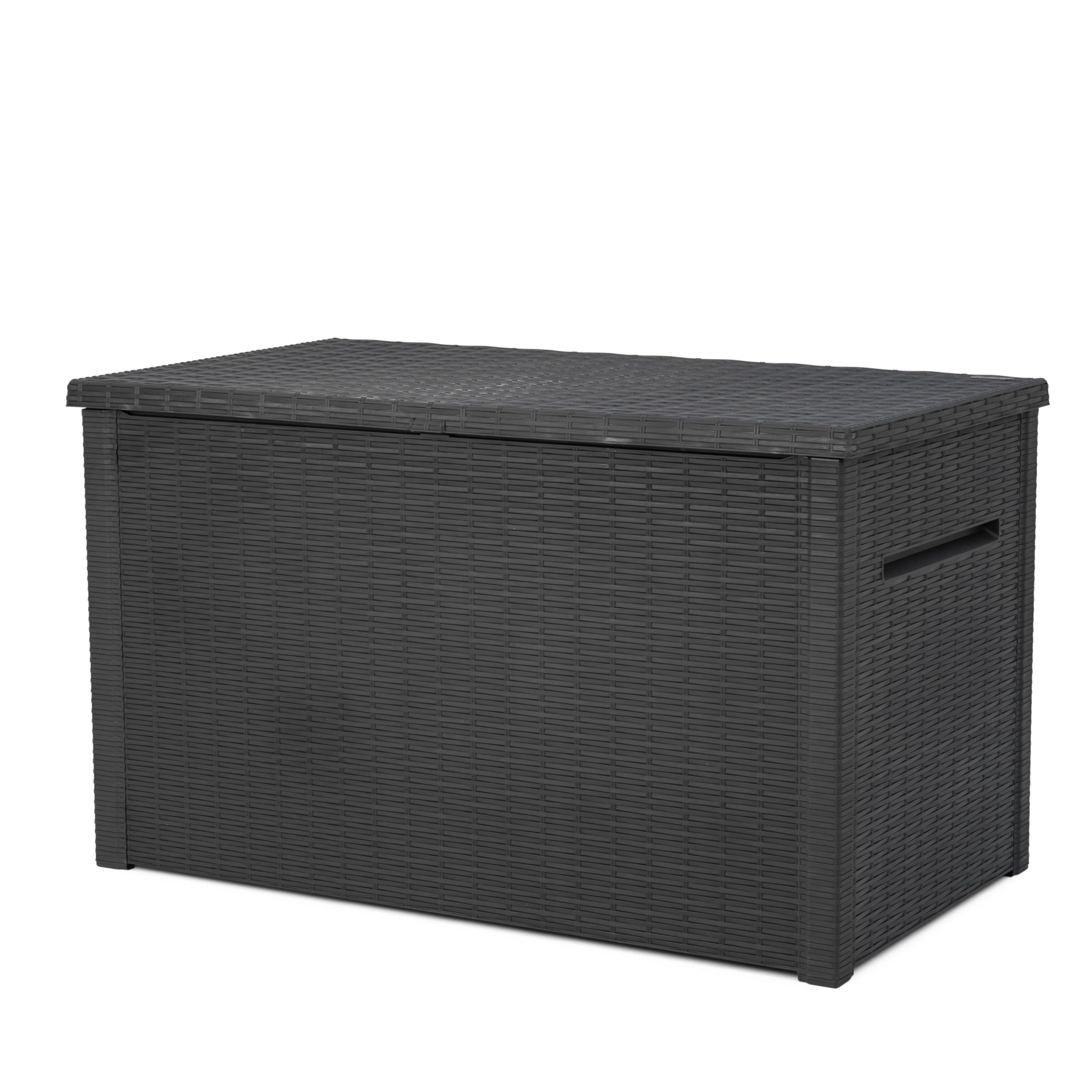 81G1mzRG-CL Keter XXL Java Resin Rattan Look Large Outdoor Lockable Storage Deck Box for Patio Furniture Cushions - Image 1