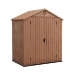 Keter Darwin Outdoor Apex Double Door Garden Storage Shed 6 X 4ft Brown Wood Look And Feel | Fade Free