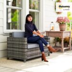 Outsunny Rattan Sofa, 2 Seater Garden Furniture with Soft Padded Cushion and Armrests - Image 9