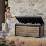 Keter Signature 570L Outdoor Storage Box – Ashwood Brown | Lockable Weatherproof Garden Deck Box & Bench - Image 5