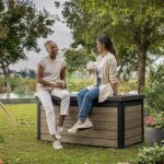 Keter Signature 570L Outdoor Storage Box – Ashwood Brown | Lockable Weatherproof Garden Deck Box & Bench - Image 6