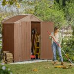 Keter Darwin Outdoor Apex Double Door Garden Storage Shed 6 X 4ft Brown Wood Look And Feel | Fade Free - Image 10