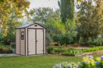 Keter, Manor Apex 6 x 5 ft Outdoor Garden Storage Shed, elegant wood-effect double door design for easy access - Image 9