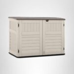 Suncast 5.9 ft. x 3.7 ft Horizontal Stow-Away Storage Shed - Natural Wood-Like Outdoor Storage for Trash Cans - Image 2