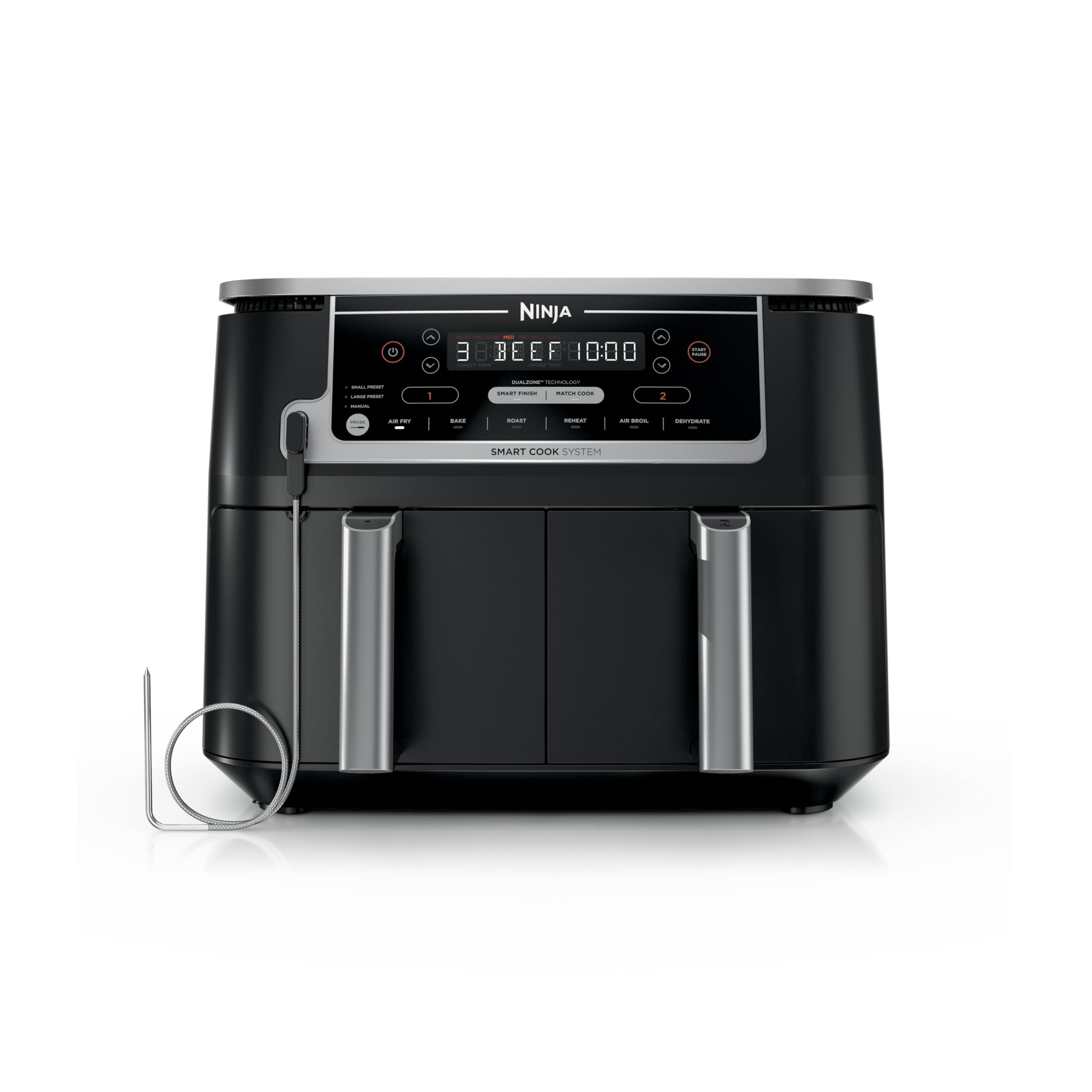 61FrvAw250L Ninja DZ550 Foodi 10 Quart 6-in-1 DualZone Smart XL Air Fryer with 2 Independent Baskets, Smart Cook Thermometer - Image 1