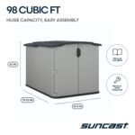 Suncast 138 Cu Ft Horizontal Outdoor Storage Shed, 57.5"x79.75"x52" Glidetop Outdoor Shed with Sliding Lid, Plastic Resin Storage Sheds - Image 3