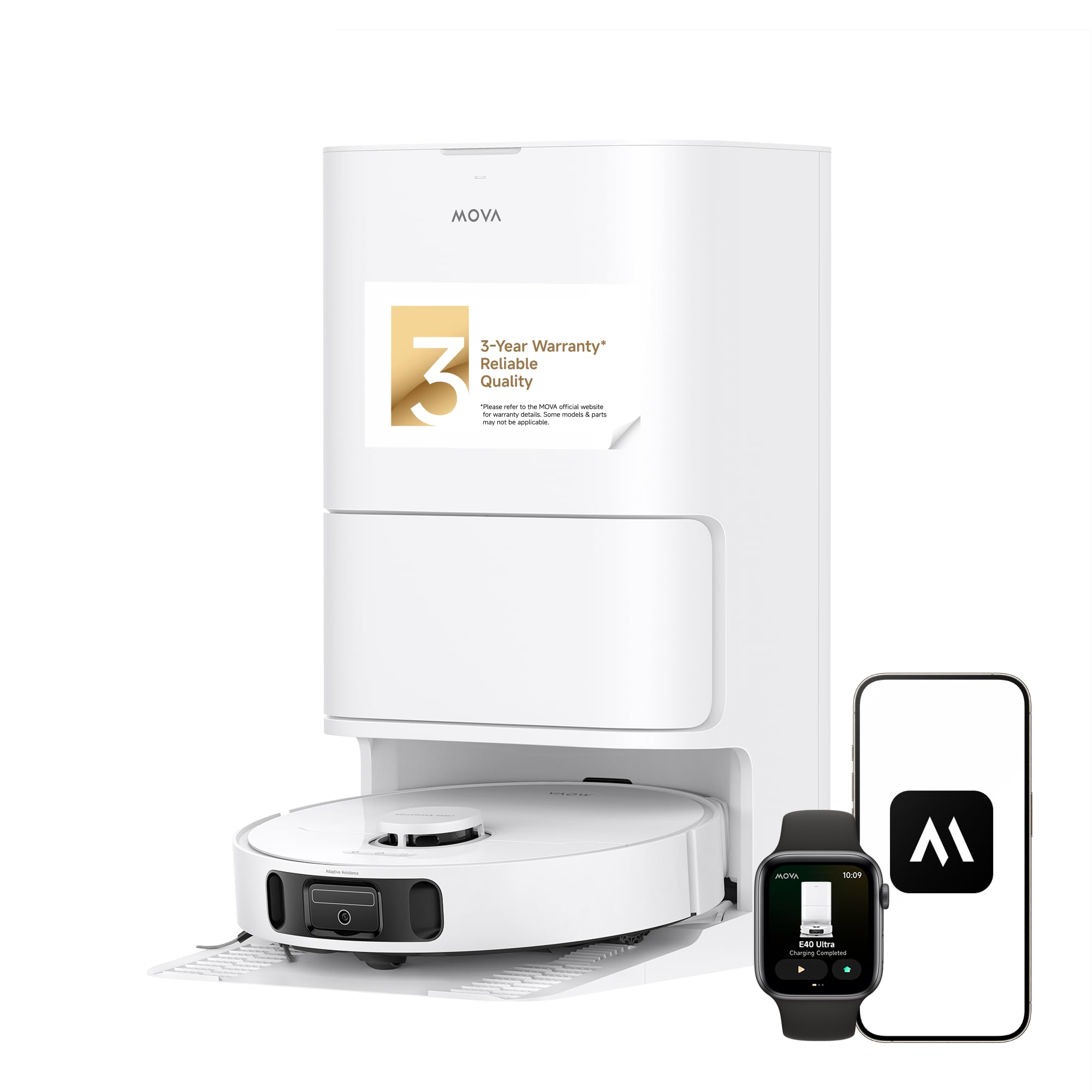 61cPzcsHx9L Mova E40 Ultra Robot Vacuum and Mop, 19,000Pa Suction, Extenable & Liftable Mop, All-in-One Station, Auto-Empty - Image 1