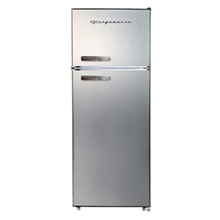 Frigidaire EFR753, 2 Door Apartment Size Refrigerator with Freezer, Retro Chrome Handle, 7.5 cu ft, Platinum Series, Stainless steel