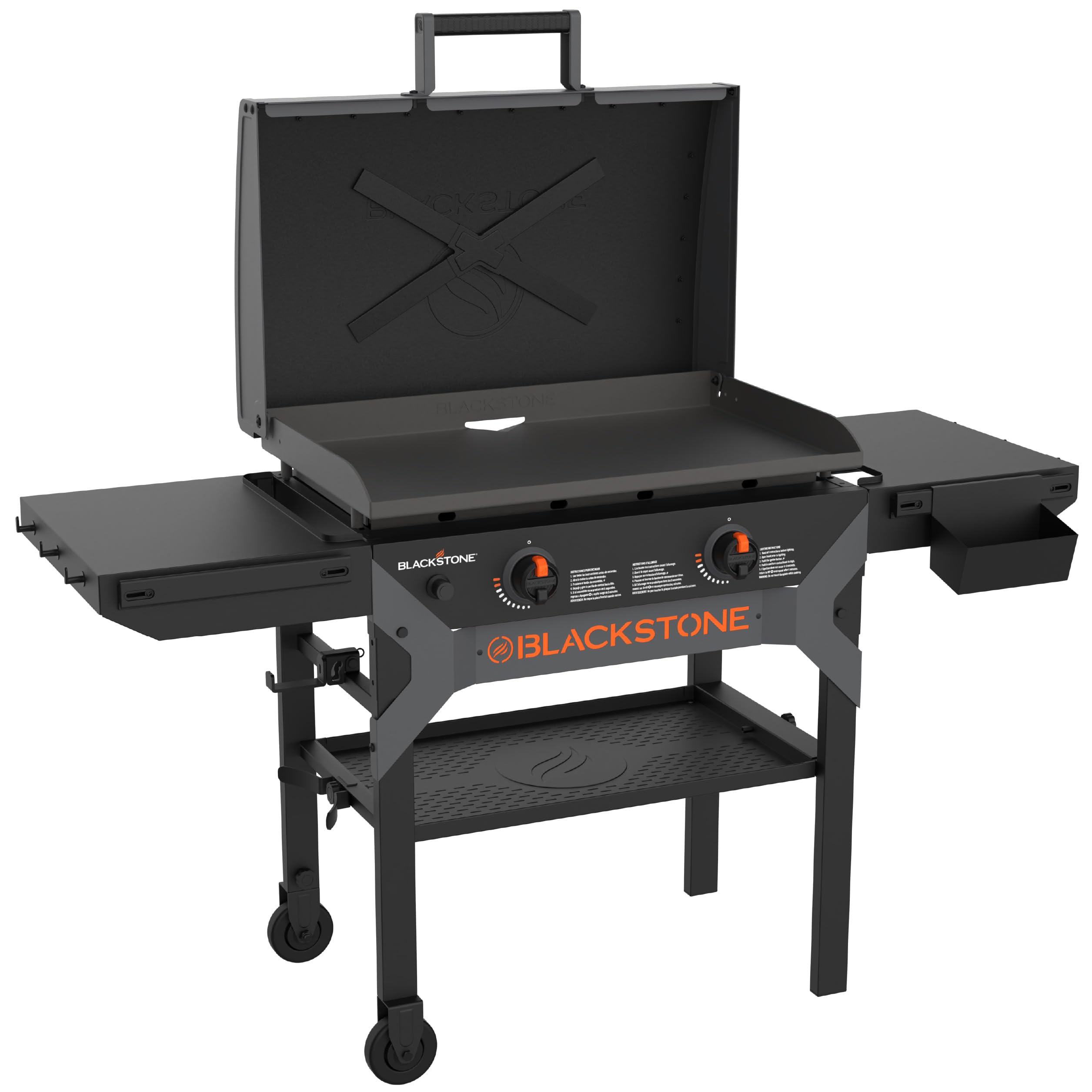 71Koi9rNtfL Blackstone 2311 Iron Forged 28” Omnivore Griddle with X-Braced Hood, Powder Coated Steel, Black - Image 1