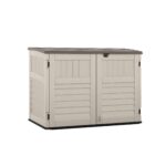 Suncast 5.9 ft. x 3.7 ft Horizontal Stow-Away Storage Shed - Natural Wood-Like Outdoor Storage for Trash Cans