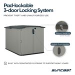 Suncast 138 Cu Ft Horizontal Outdoor Storage Shed, 57.5"x79.75"x52" Glidetop Outdoor Shed with Sliding Lid, Plastic Resin Storage Sheds - Image 6