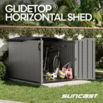 Suncast 138 Cu Ft Horizontal Outdoor Storage Shed, 57.5"x79.75"x52" Glidetop Outdoor Shed with Sliding Lid, Plastic Resin Storage Sheds - Image 8
